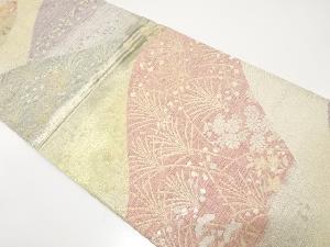 山並に芒・菊・箔散らし模様織り出し　袋帯